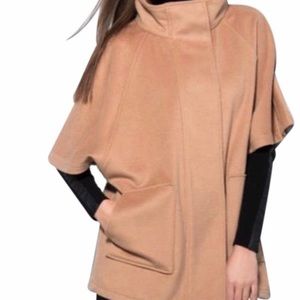 Katherine Barclay cape jacket in camel color
